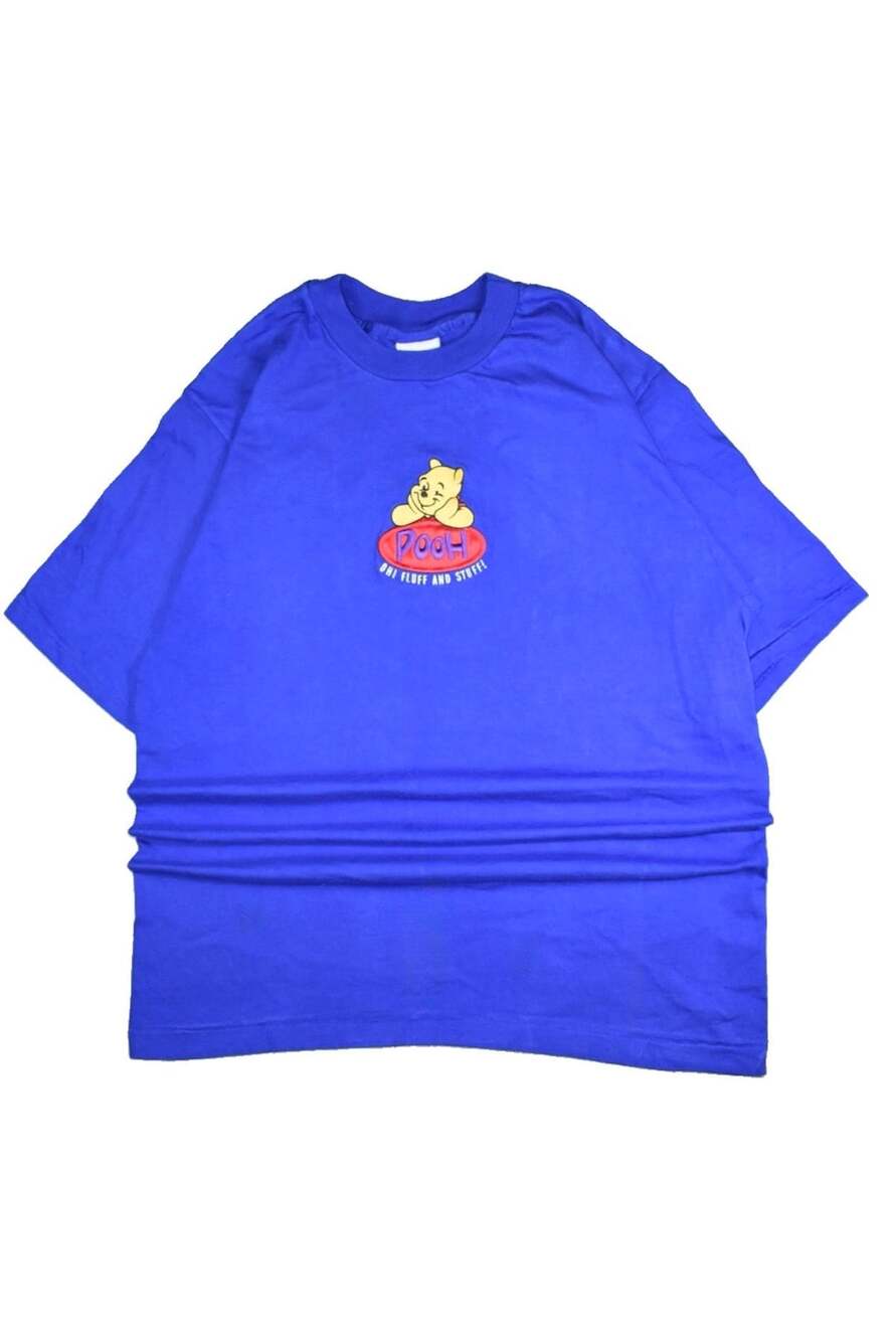 Vintage The Disney Store Winnie The Pooh Oh Fluff And Stuff Royal Blue Tee Large